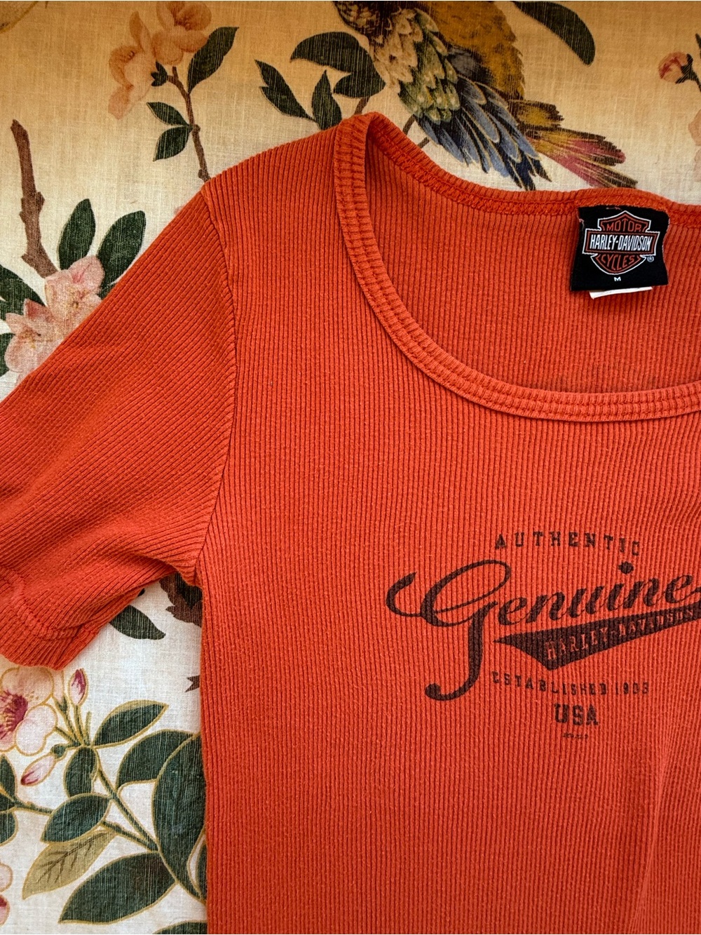 Y2K Tee Harley-Davidson Orange Ribbed
